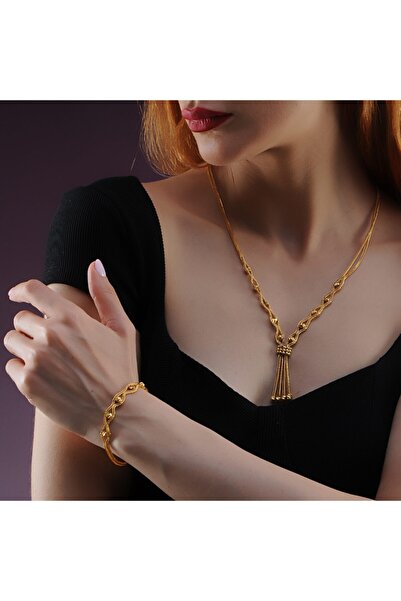 barisiva gold 22 Ayar Altın Kaplama Sonsuzluk Detay Dorika Tilki Kuyruğu Set
