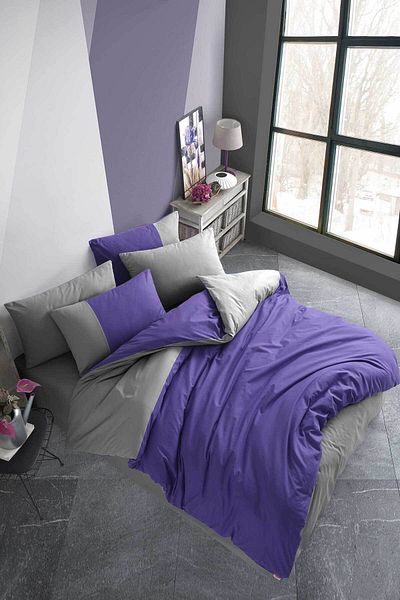 Hobby Diamond Poplin Single Duvet Cover Set - Purple