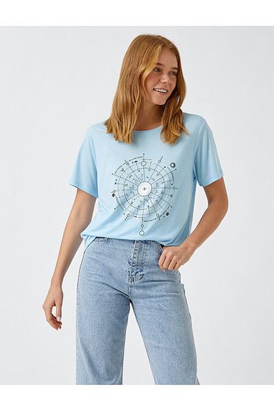Koton 2yak13355ek Tricou pentru damă Indigo deschis