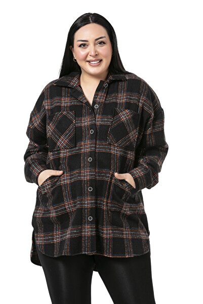 DISENTIS MODEST Large Size Four Pockets Black Lumberjack Jacket Shirt with Si...