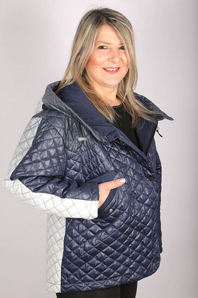 Hitit Butik Gradient Transition Quilted Navy Blue Coat