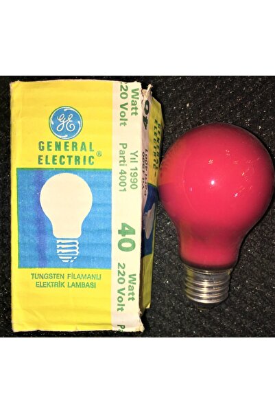 General Electric 40w Kırmızı Renkli Tungsten Filamanlı Ampul/vintage/pastel K...