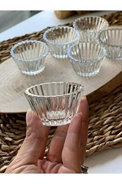 Kitch&Home Sugar Bowl Snack Bowl Turkish Delight Bowl Mini Transparent Color 6-Piece Round Glass Bowl