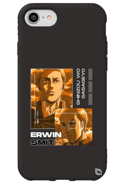 WANNA PROTECT iPhone 8 Black Premium Velvet Inside Attack on Titan Erwin Patt...