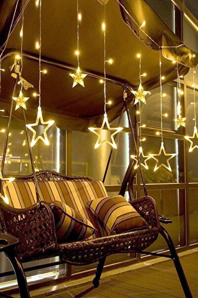 Modaba Yıldız Perde Led Işıklar Animasyonlu Tak Çalıştır Dekoratif Yıldızlı P...