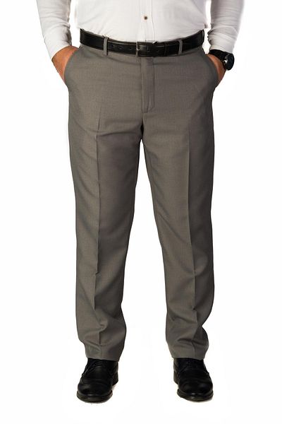 wontilotte Men's Gray Regularfit Flamefek Fabric Trousers