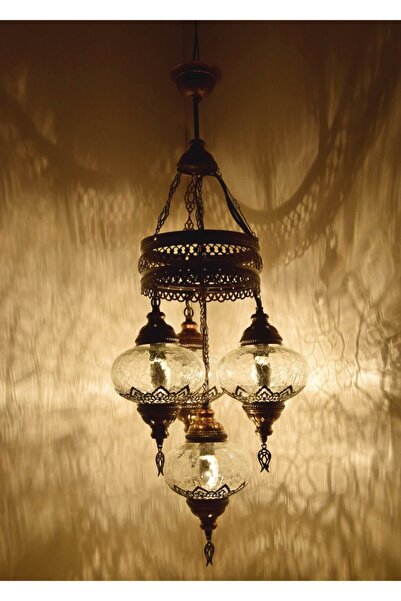 karlıkturistik Osmanlı Lamba Avize 4lü Sarkıt Rustik Dekoratif Aydınlatma Tav...