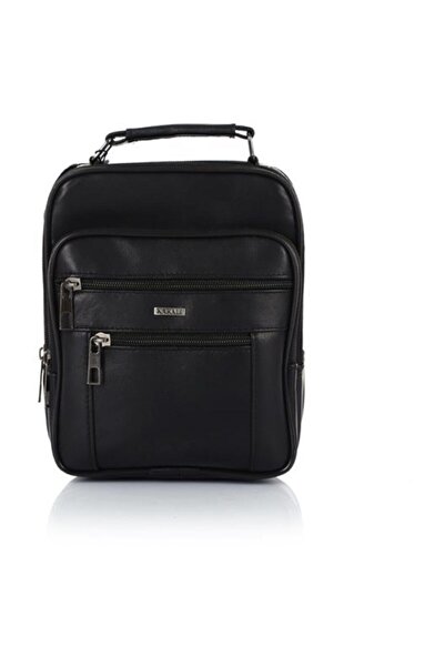 Karalı Deri Hakiki Deri Erkek El Çantası - Karalı