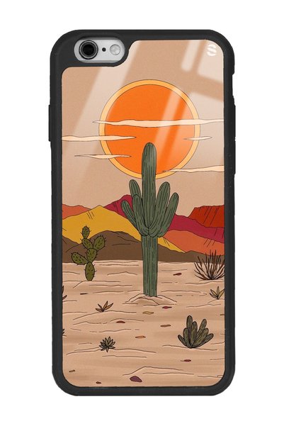 Spoyi iPhone 6 Plus - 6S Plus Glossy Phone Case with Retro Cactus Sun Design