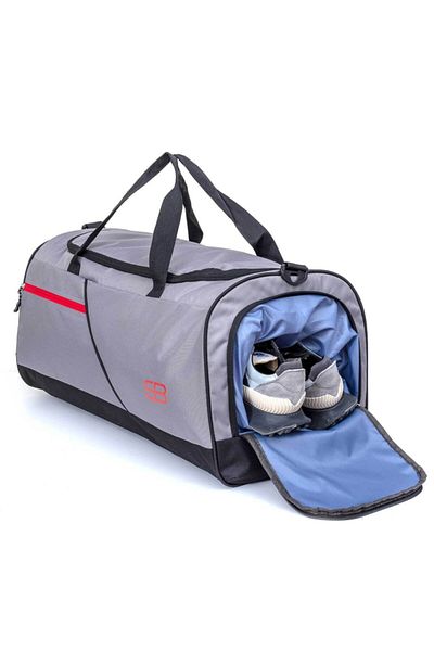 Solo Bag Μεγάλο μέγεθος Unisex Γκρι αθλητική τσάντα γυμναστικής και ταξιδιού με θήκη παπουτσιών και θερμός
