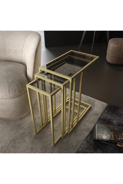 Marsah Home Zigon Sehpa Gold Metal Ayaklı