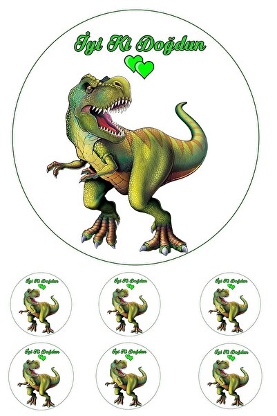 Pasta9 Yenilebilir Pasta Resmi Trex Pirinç Kağıdından 6-8-10 Kişilik Pastaya ...