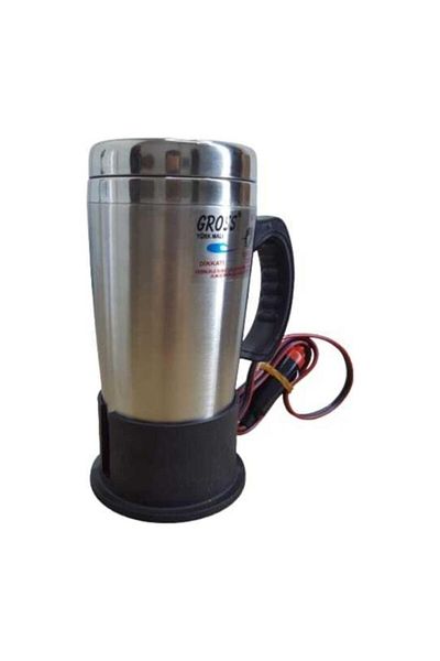 Gross 24 Volt Car Thermos Kettle Water Heater Thermos 500 Ml Chrome