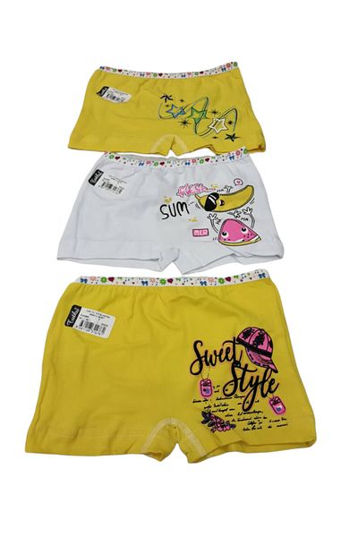 Tutku Girl's Colorful Lycra Cotton Boxer Panties 3 Pack