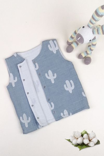 la mure baby Muslin Baby Kids Reversible Vest 5 Layers Woven