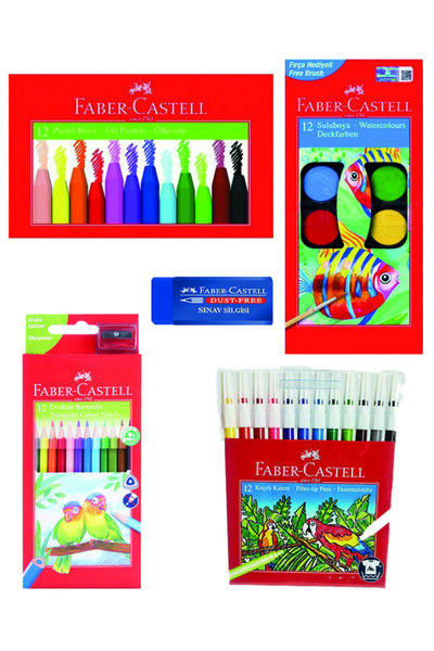 Faber Castell قلم رصاص بألوان الباستيل الجافة، مجموعة مكتب العمل، ممحاة، مبراة