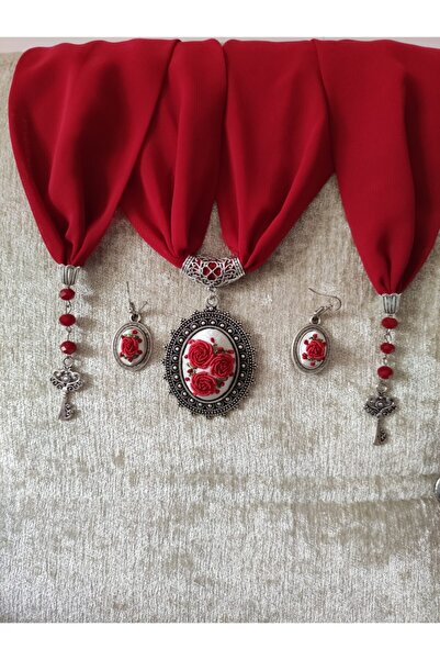 adilstore Scarf and Earring Set Brazilian Embroidered (Rococo) Scarf and Earrings