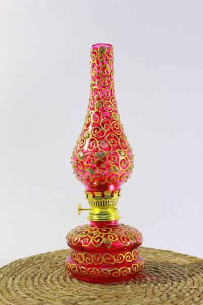 DOĞA HEDİYELİK HOME Gaz Lambası Vitray Desenli 11 cm Çap 33 cm Yükseklik(14 No)