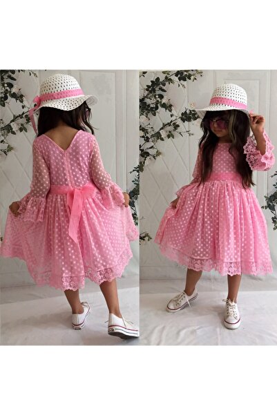 Delfini kids Κοριτσίστικο φόρεμα με δαντέλα Princess Model με καπέλο