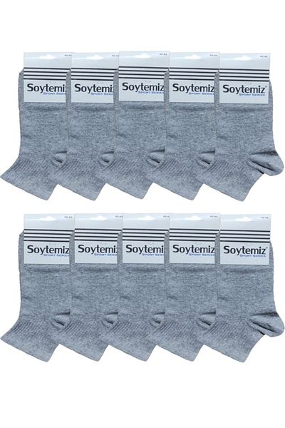 SOYTEMİZ Men's Booties Socks Cotton Gray 10 Pairs
