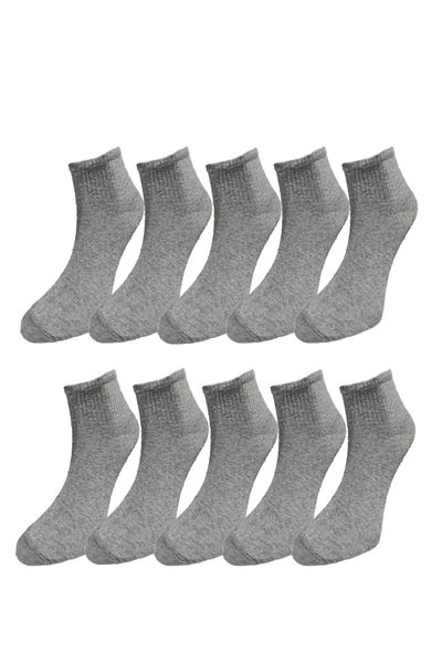 SOYTEMİZ Men's Booties Socks Cotton Gray 10 Pairs