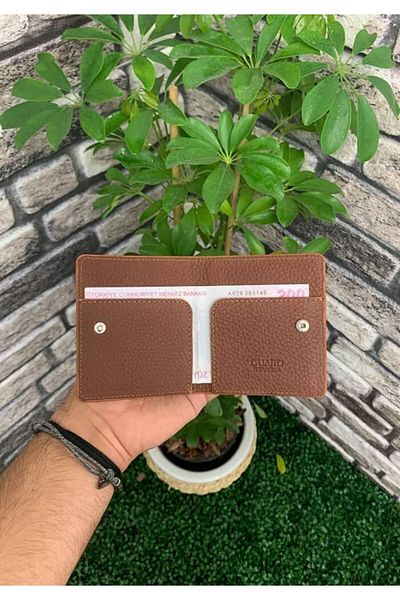GUARD Tan Placket Design Genuine Leather Card Holder Men's / Women's P5239