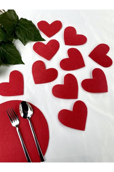 purpleex 10 Pieces Felt Valentine's Day Hearts Table Decorative Product 6cm
