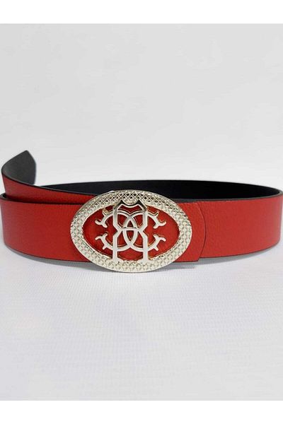 Kemerix Women's Red-black Double-Way Gold Buckle Belt