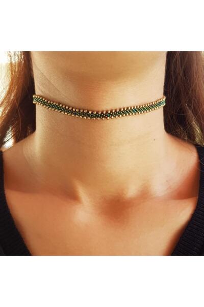 Handmade By HLY اليدوية القديمة قلادة قلادة الذهب الأخضر