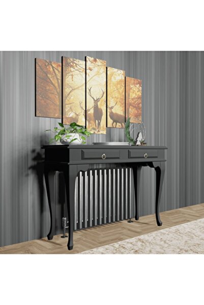 ROYS AHŞAP Ahşap 130 Cm Siyah Çekmeceli Petek Üstü Yüksek Dresuar