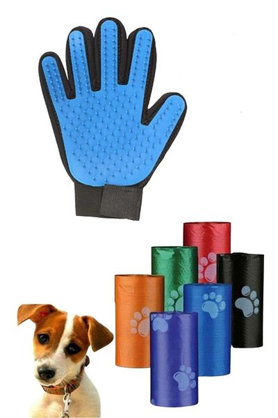 Buffer Hair Collecting Cat Dog Cleaning Crawl Glove + Paw Pattern Pet Stool Bag