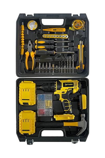 Sturdy Japon Technology 58v8ah Lion Çift Akülü Darbeli Turbo Şarjlı Matkap C-17 99 Parça Setli