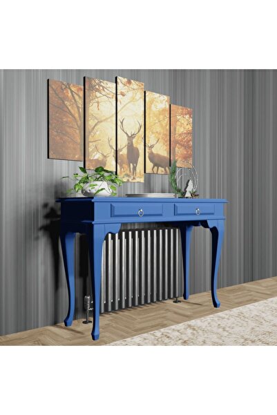 ROYS AHŞAP 120 Cm Mavi Çekmeceli Petek Üstü Yüksek Dresuar