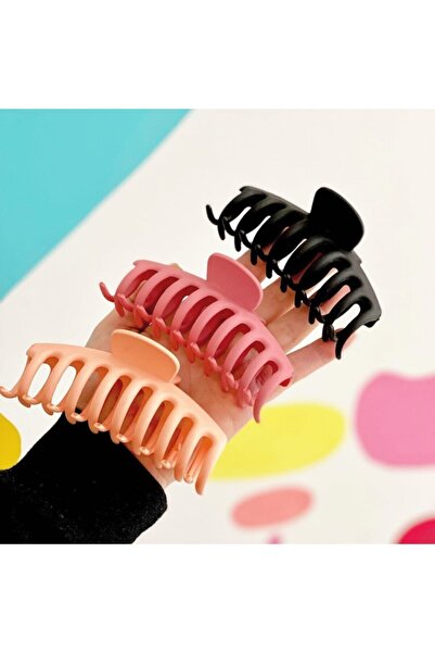 Monalisa Kadın Pembe 3’lü Büyük Boy (11cm) Trend Renkler Kaydırmaz Mandal Tok...