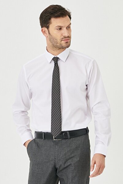 ALTINYILDIZ CLASSICS قميص رجالي أبيض مريح مريح بياقة كلاسيكية 100% قطن غير أي...