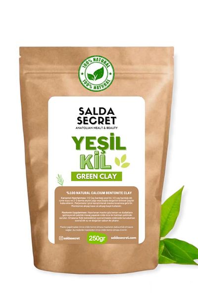 Salda Secret Green Clay Natural Face Mask 250 Gr Powder - Clay Mask - Indian Healing Clay