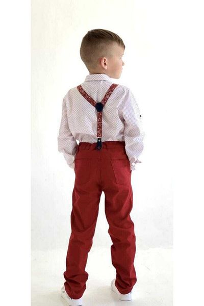 ABİYEKİDS Boy's Combination with Strap and Bow Tie Claret Red Suit Aby0013