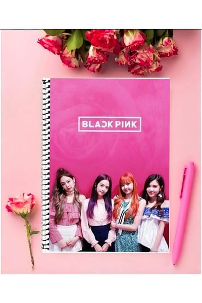 animeandyourworld Black Pink Notebook 1 Piece Special Design A4 Size Wired Checkered Notebook 21*29 Cm