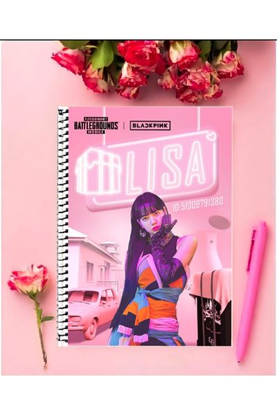 animeandyourworld Black Pink Notebook 1 Piece Special Design A4 Size Wired Checkered Notebook 21*29 Cm