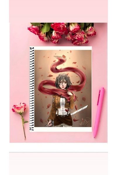 animeandyourworld دفتر ميكاسا أكرمان أنيمي 1 قطعة تصميم خاص مقاس A4 دفتر غير مُبطن بحلقات 21*29 سم