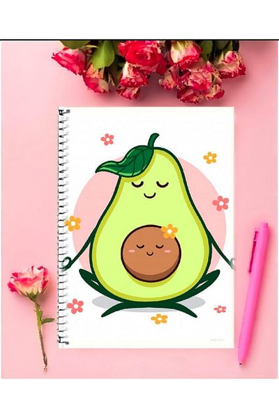animeandyourworld Avocado Notebook 1 Piece Special Design A4 Size 21*29 Cm Wired Unlined