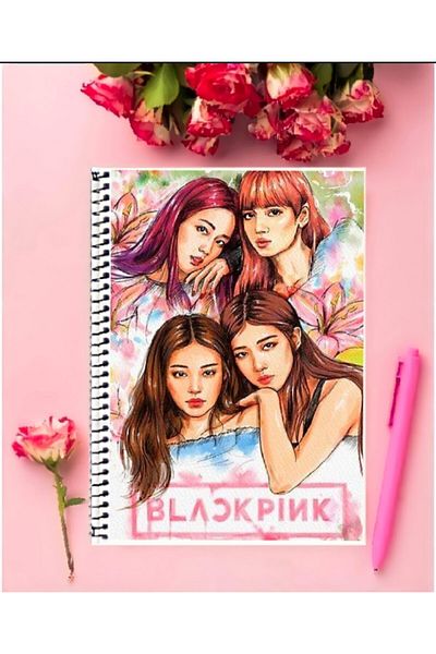 animeandyourworld Black Pink Notebook 1 Piece Special Design A4 Size Wired Checkered Notebook 21*29 Cm