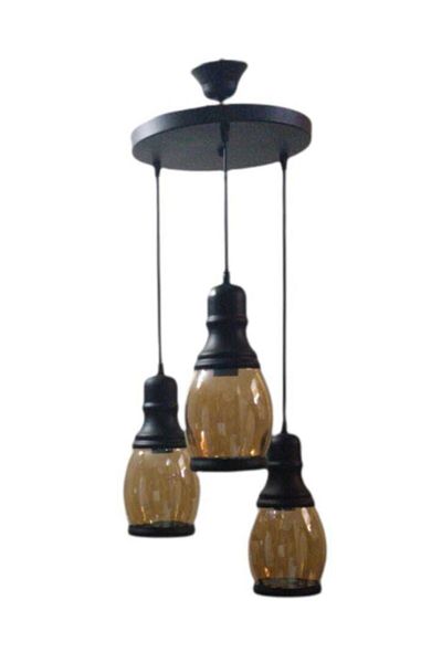 Uçar Rustic Black 3-Piece Pendant Lamp Chandelier