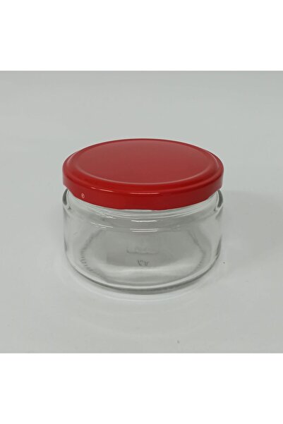 Alev Ticaret 230 Cc. Glass Jar - Red Lid - Pack of 45