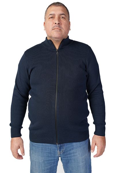 Trist Star Ανδρική ζακέτα με φερμουάρ 100% βαμβακερή γιακά μεγάλου μεγέθους Navy Blue Stand-up Trıst-2107