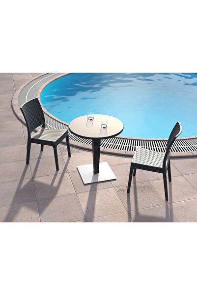 Siesta Koyu Gri Balkon Bahçe Cafe Restoran Florida Plastik Rattan Sandalye