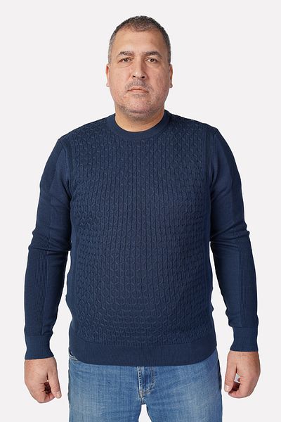 Trist Star Ανδρικό πουλόβερ από 100% βαμβάκι με πλεκτό λαιμόκοψη Indigo Hair Trist-2111