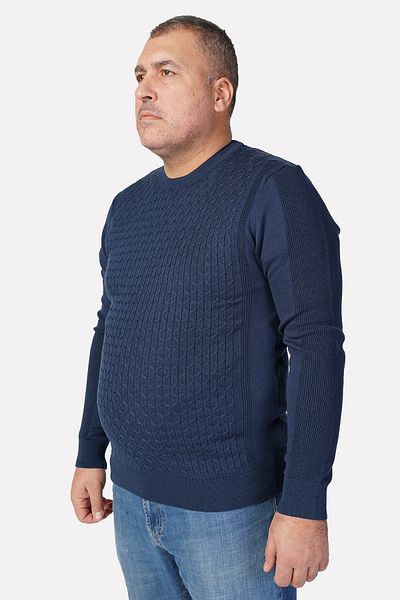 Trist Star Ανδρικό πουλόβερ από 100% βαμβάκι με πλεκτό λαιμόκοψη Indigo Hair Trist-2111