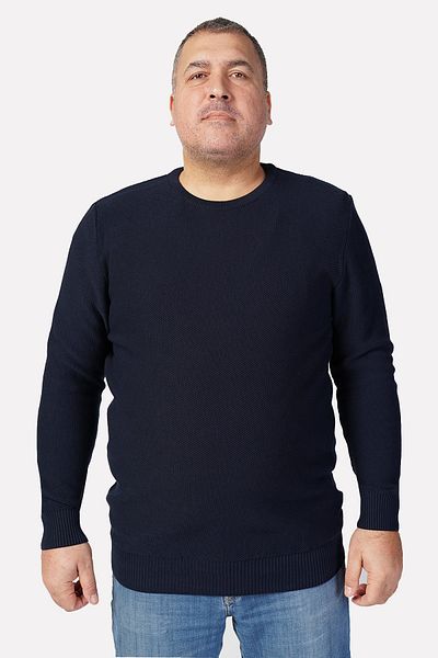 Trist Star Nagy méretű sötétkék nyakú pamut férfi pulóver