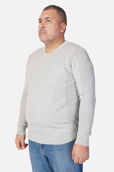 Trist Star Large Size Gray Hair Braided Crew Neck 100% Cotton Men's Sweater Trist-2111